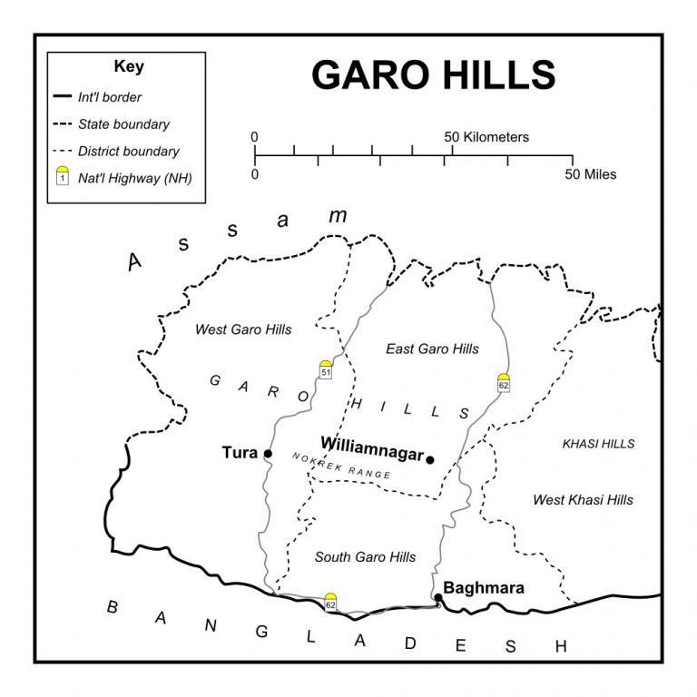 Garo Hills On Physical Map Of India - United States Map